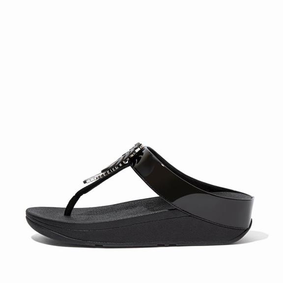 Sandales Entre-Doigts Femme Fitflop Fino Faux Cuir Noir (NCX912460)